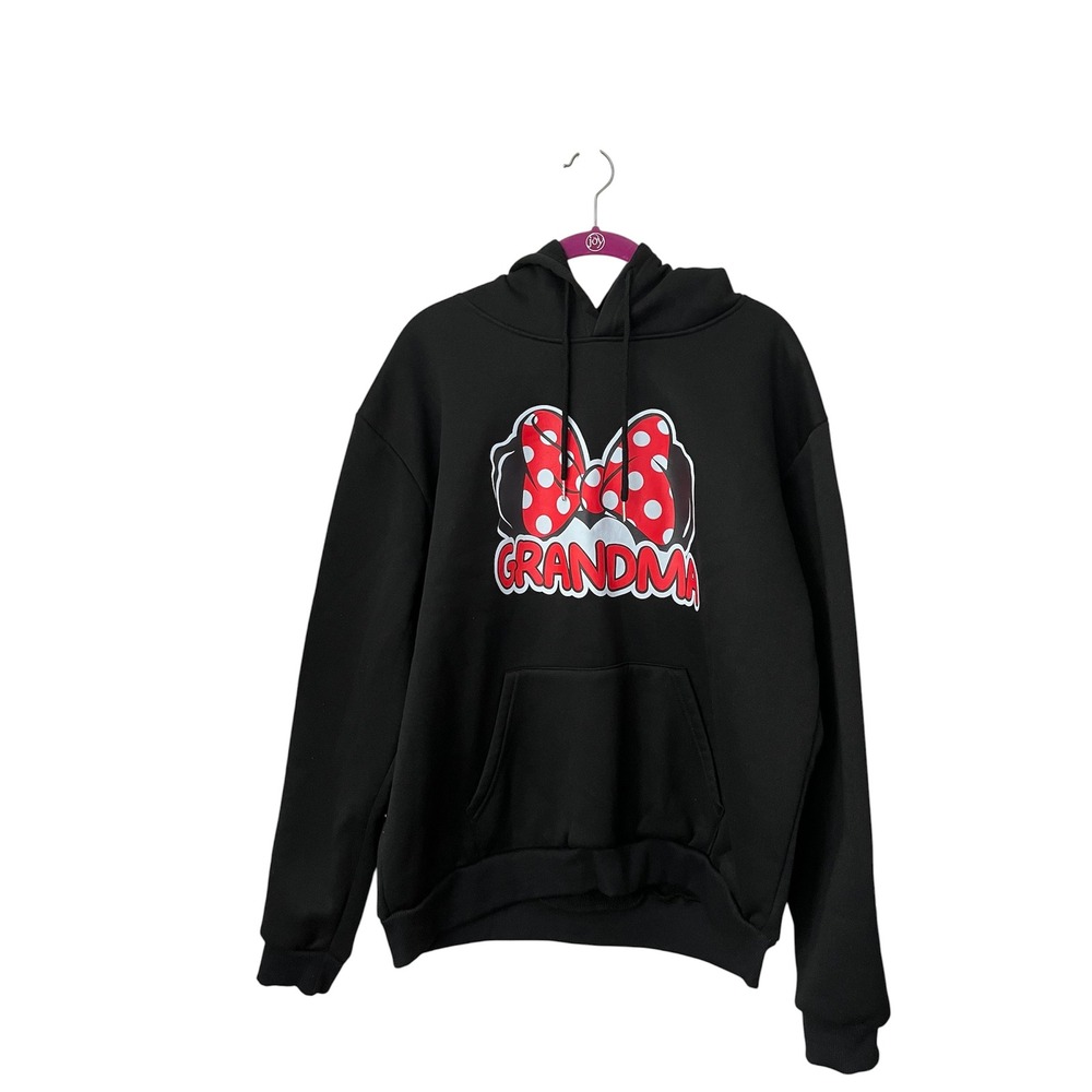 Disney Minnie Mouse Ears Bow Grandma Hoodie Black Large